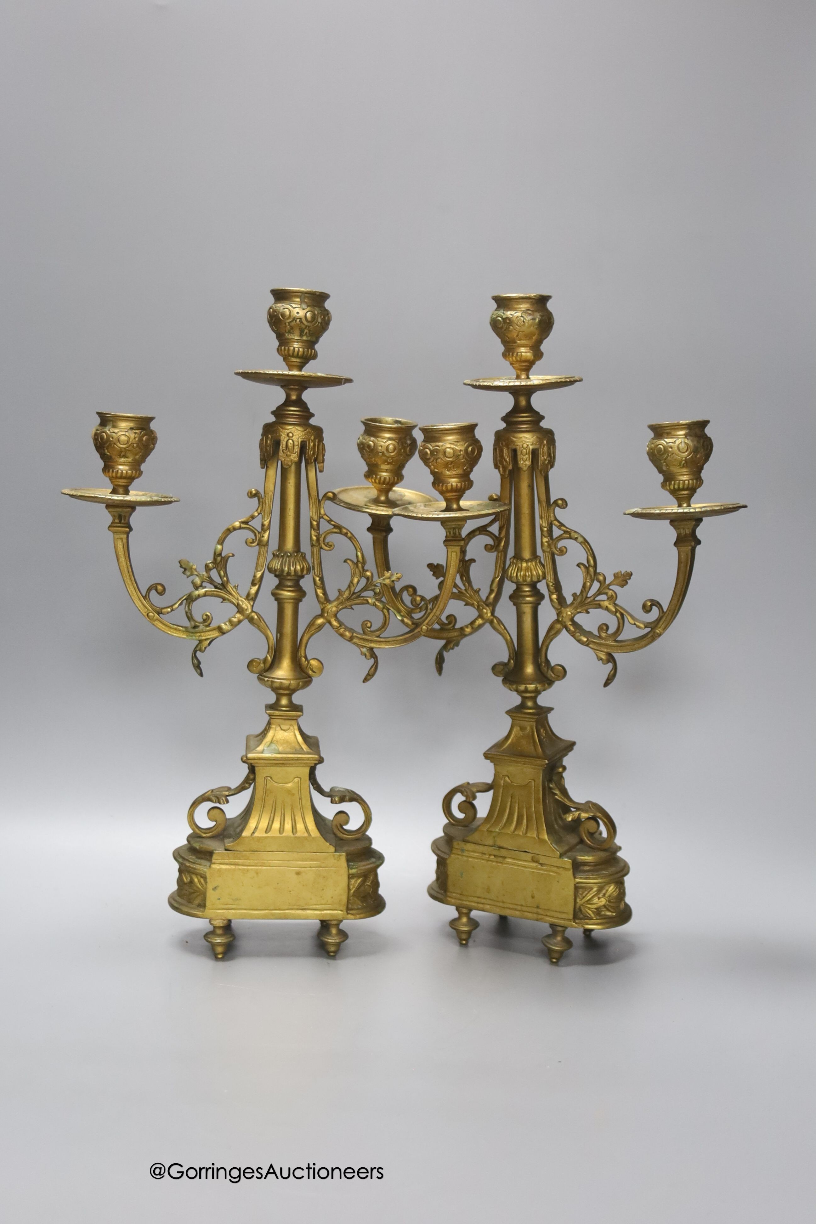 A pair of 19th century French ormolu candelabra, height 34cm